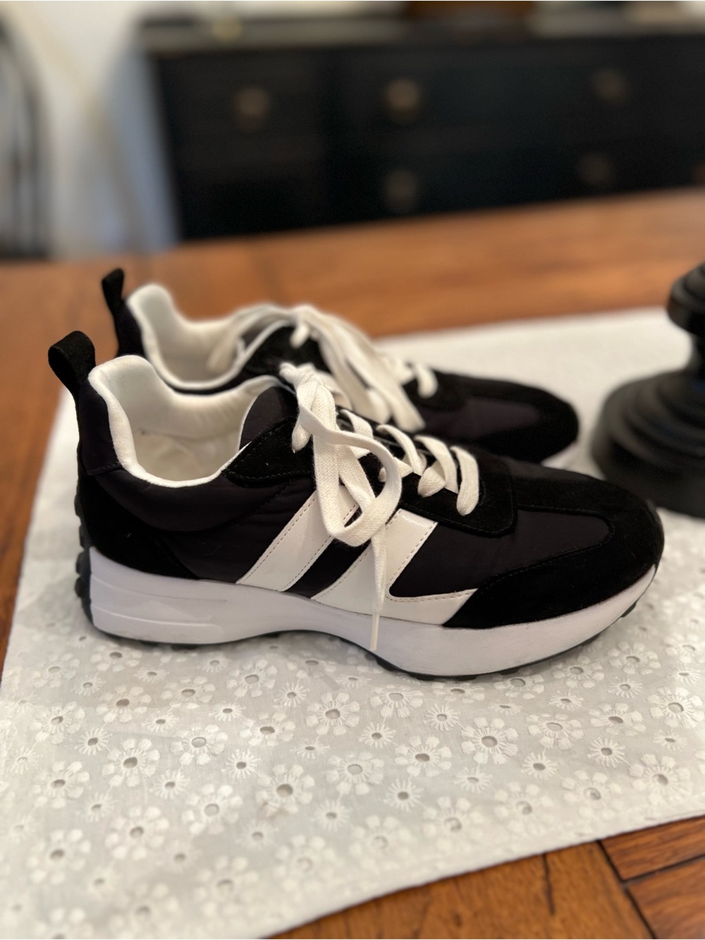 J/SLIDES Urban Sport Jolie Black and White Low-Top Sneaker - Picture 3 of 7